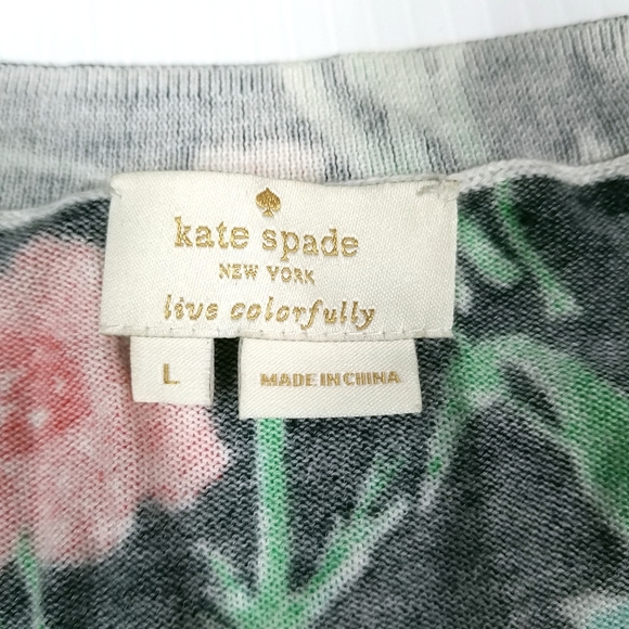 Kate Spade Floral Hummingbird Button Front Knit Cardigan Sweater - Picture 6 of 7